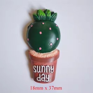 Penjualan terlaris Pot sukulen warna hijau desain kaktus Resin belakang datar untuk dekorasi rumah dan casing ponsel Dekorasi - Product Image 2