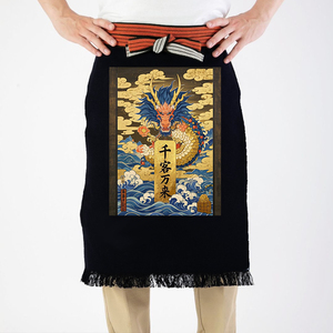 <span class=keywords><strong>Tablier</strong></span> de taille élégant de style <span class=keywords><strong>japonais</strong></span> Toile durable lavable et réutilisable avec motifs kimono traditionnels Design sans manches - Product Image 2