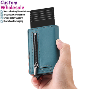 Hot Sale Trifold Premium Leather Money Pocket RFID Slim Pop up Minimalist <b>Wallet</b> <b>Holder</b> <b>Wallet</b> With Zippers for Men Women - Product Image 1