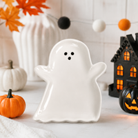 Assiette fantôme en céramique pour Halloween, plat de service décoratif, assiette chapeau de sorcière mignonne pour fête, dessert, décoration de table à la maison