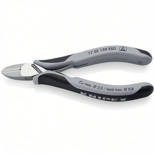 Knipex ESD Side Cutters 77 02 130 Copper Max 2.0mm Hard Max 0.8mm Fabriqué en Allemagne - Product Image 1