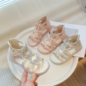 Sandalias de Verano para Niñas, Estilo Coreano, con Lazo, Zapatos de Playa de Princesa, Plantilla de PU Suave, Transpirables, Sandalias Romanas Planas para Niñas - Product Image 3