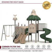 Structure de jeu multi-stations SageDelightRides ODM avec toboggan et balançoire pour enfants en LLDPE et acier galvanisé, modèle Town Square OEM