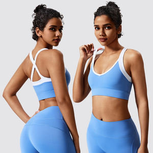 Hingto Custom moda traspirabilità femminilità eco-friendly con scollo a V ampio Cross-Back ridurre lo Stress <span class=keywords><strong>reggiseno</strong></span> sportivo ad alto impatto - Product Image 1