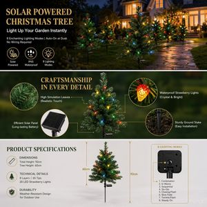 Luz Solar para Árbol de Navidad, 6V LED, Resistente al Agua, Decoración de Jardín para Exteriores, Autoportante, Alimentada por Energía Solar, 25000 Horas de Duración - Product Image 4