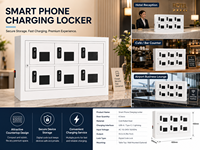 Casier de recharge pour smartphone à 6 portes, serrure électronique, USB-C, Lightning, sécurisé, en libre-service, durable, station de recharge murale