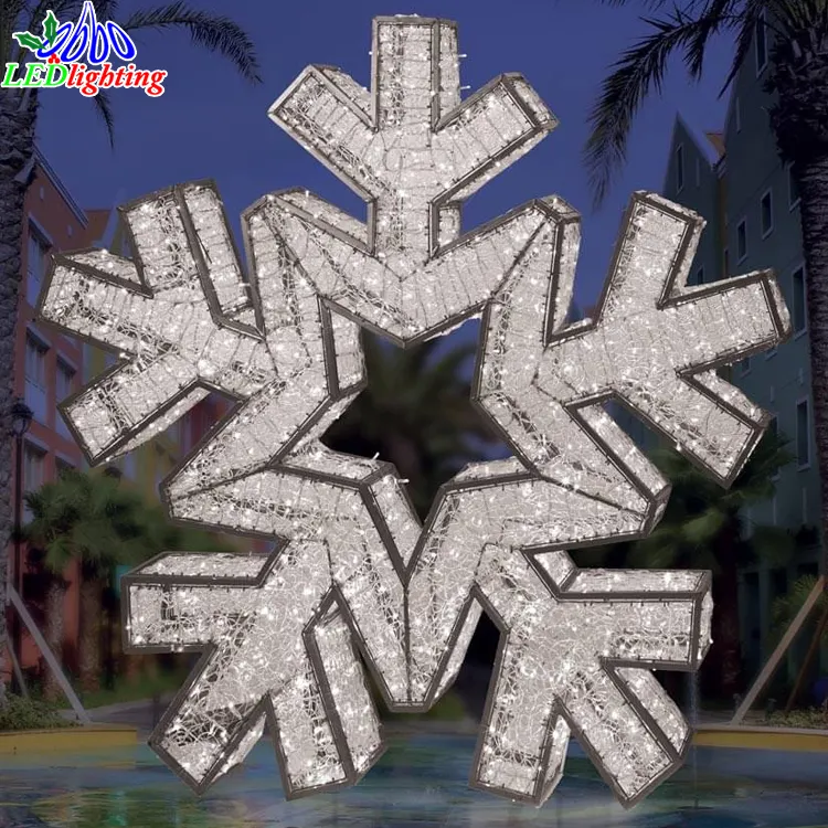 New item Large 3D Led Depot Motifs Street Lights Christmas Sculpture Snowflake Motif Light