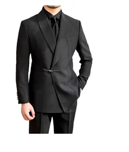 披肩领派对修身黑色套装轻奢华通勤帅气休闲主人套装男士套装