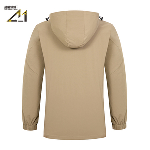 Veste imperméable à capuche pour homme Aonesport, en nylon, col montant, fermeture éclair, coupe classique, veste d'extérieur - Product Image 5