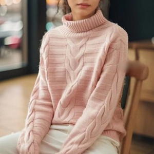 Autumn Winter Women's <strong>Sweater</strong> Cable Knit Turtleneck Pullover Drop Shoulder Ribbed Chunky Soft Cozy Warm Casual Knitwear - Product Image 2