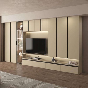 Meuble TV sur mesure blanc de style moderne, meuble de salon, console de luxe, support mural pour écran - Product Image 3