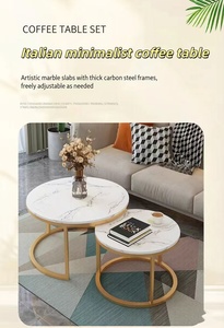 Set di Tavolini da Caffè Rotondi di Lusso in Stile Nordico, Tavoli Moderni da Centro per Soggiorno - Product Image 6