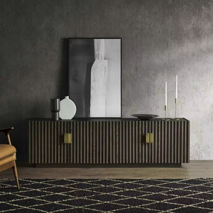 Wooden Long Carved Vintage <strong>Black</strong> and Gold <strong>Sideboard</strong> Divider <strong>Cabinet</strong> Living Room Display <strong>Cabinet</strong> - Product Image 1