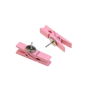 Becol Chất lượng cao đa chức năng dễ thương trang trí đinh ghim đinh đầy màu sắc đẩy pin với Clip bằng gỗ cho nhà. Trường học. Văn phòng - Product Image 6