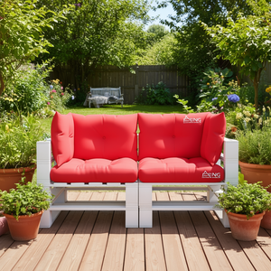 Set di 3 cuscini per pallet da esterno Aeng Red, rettangolari, in tessuto trapuntato, rimovibili, lavabili, per tutte le stagioni - Product Image 2