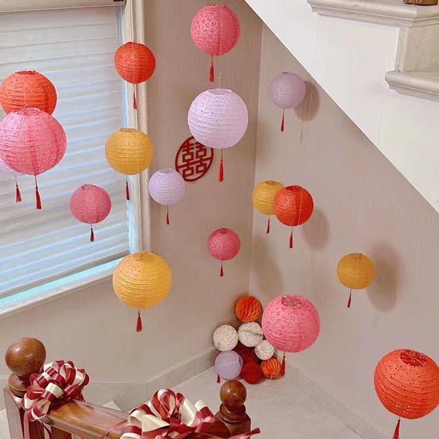 Paper Lanterns Foldable Indoor Decorative Lighting for Festival Decoration Solar Lantern