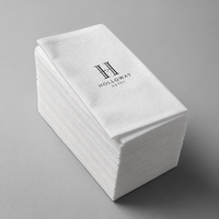Serviettes en papier Airlaid personnalisées avec logo imprimé, pliage 1/8, serviettes de table blanches de qualité supérieure pour hôtel, restaurant, 55 GSM, 33x40 cm, effet lin
