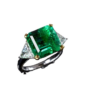 Vente en gros de bague émeraude colombienne 6.05ct de pierre précieuse taille émeraude verte naturelle solide en or blanc 18 carats bijoux fins pour les mariages GRS - Product Image 2