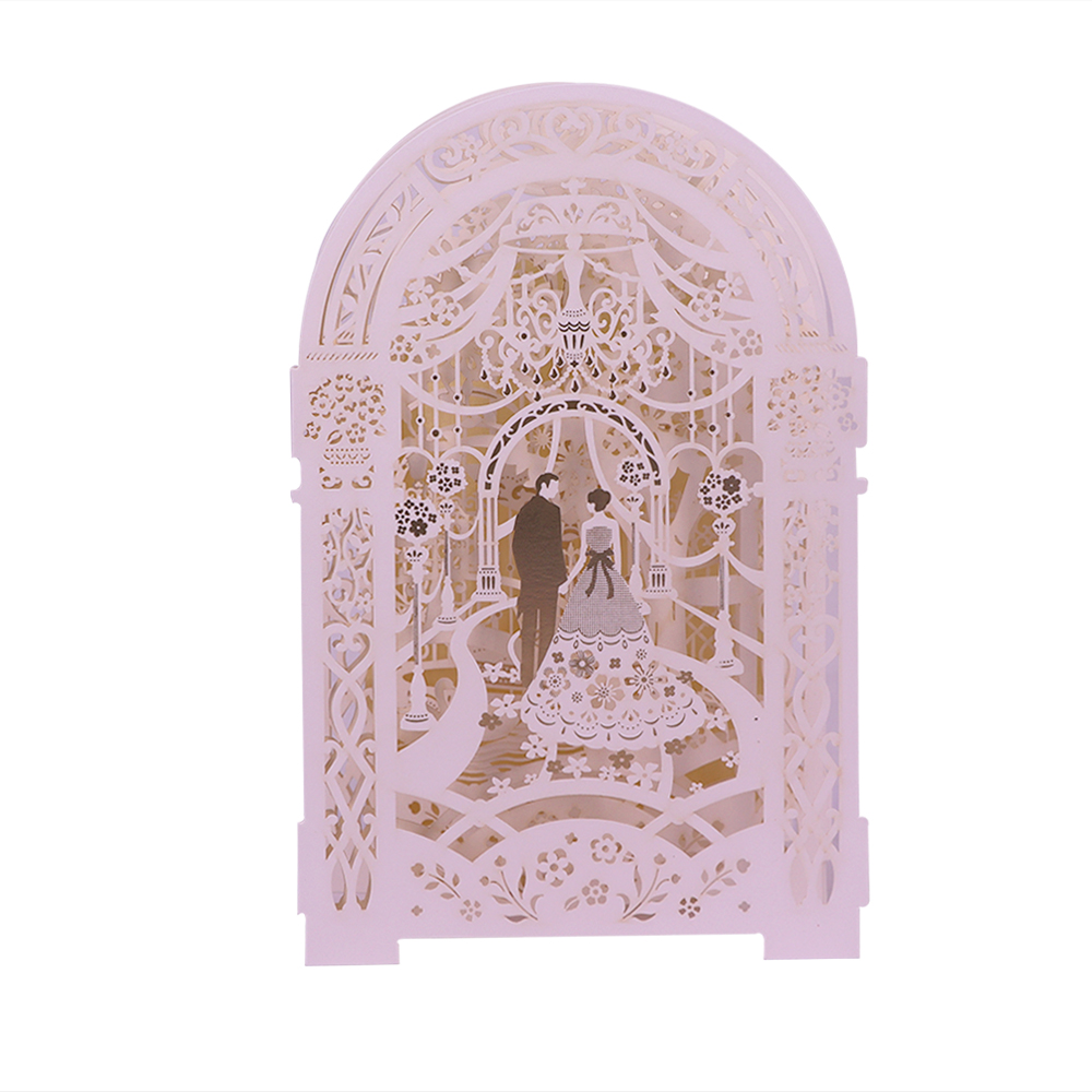 优雅纸艺激光切割手工制作婚礼请柬设计