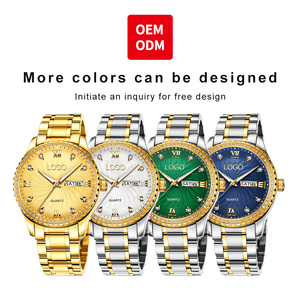Montres de luxe pour hommes, styles tendance OEM ODM, acier inoxydable, calendrier, logo personnalisé, étanches, lumineuses, à quartz - Product Image 5