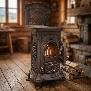 Poêle à bois classique <span class=keywords><strong>en</strong></span> <span class=keywords><strong>fonte</strong></span>, 10 kW de puissance thermique, pour appartement et hôtel - Product Image 1