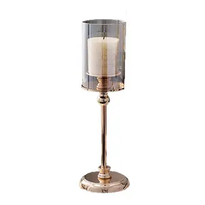家庭装饰透明茶灯烛台中心，用于餐厅和酒吧餐桌玻璃烛台
