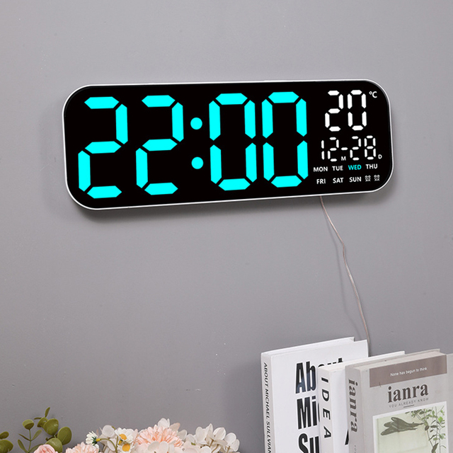 Odm Oem Smart Alarm Clock Desk 18 Inches Led Digital Wall Clock Large Display Temperature Date Decorative Clocks