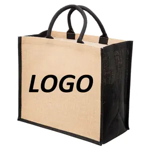 Colorful Eco Friendly Green Pe Lamination Burlap Grocery Foldable Reusable Tote Shopping Bags Sac En Jute Bag With Custom Logo