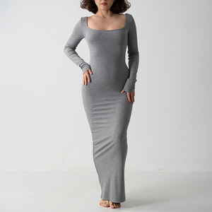 Abito Sexy <span class=keywords><strong>da</strong></span> Donna a Maniche Lunghe con Arricciature, Aderente e Midi - Product Image 5