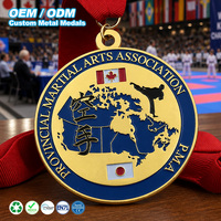 Médaille de karaté personnalisée en émail dur, alliage de zinc, plaqué or, pour championnat d'association d'arts martiaux, logo, tournoi sportif
