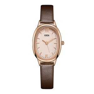Reloj de Mujer de Alta Gama con Esfera Ovalada, Estilo Retro, Pequeño, de Cuero Genuino, Reloj de Cuarzo - Product Image 2