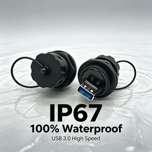 Conector <span class=keywords><strong>USB</strong></span> 3.0 Hembra a Hembra con Montaje en Panel, Resistente al Agua IP67, Receptáculo de Aleación de Zinc, Adaptador <span class=keywords><strong>USB</strong></span> Industrial para Exteriores - Product Image 1