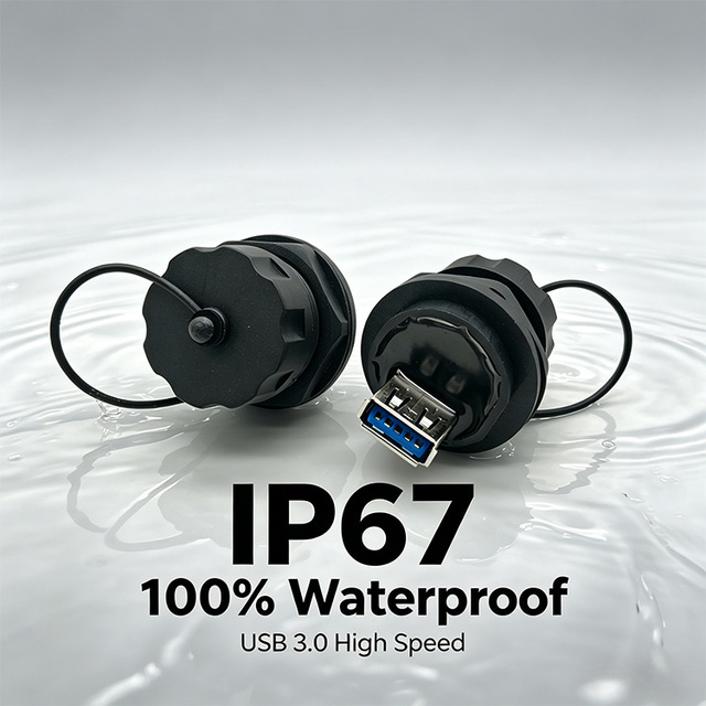 IP67 Waterproof USB 3.0 Connector Female to Female Panel Mount Receptacle Zinc Alloy Industrial USB Adapter for Outdoor