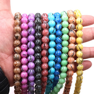 Cuentas de Vidrio de 8mm y 10mm, Color Rosa y Morado, Cuentas Redondas Sueltas <span class=keywords><strong>para</strong></span> Hacer Pulseras, Collares y Joyería Boho de Verano - Product Image 4