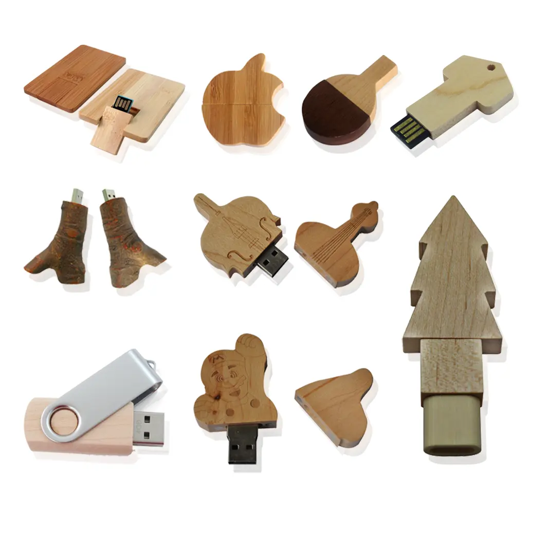 Pen Drive di alta qualità Custom Wood Logo Box Pendrive 3.0 2.0 64Gb 16Gb 128Gb Memory Stick in legno chiavetta Usb con scatola di legno