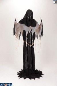 AROMA Sorcière debout de 1,80 m avec chaudron - Effets sonores et yeux blancs clignotants, Décoration d'<span class=keywords><strong>Halloween</strong></span> <span class=keywords><strong>pour</strong></span> fêtes cosplay et magasins éphémères effrayants - Product Image 5