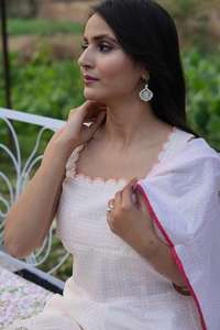 Vestido de retales Vintage de cintura Imperio de manga larga de algodón blanco elegante para mujer, ropa informal ligera de verano ecológica - Product Image 2