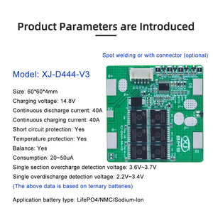 ชุดควบคุมแบตเตอรี่มอเตอร์ไซค์ XJ BMS Startup 4S 40A 12V 14V สำหรับสตาร์ทมอเตอร์ไซค์ แบตเตอรี่ลิเธียม NMC 3.2V 3.7V พร้อมระบบ NTC Balance พอร์ตเดียวกัน - Product Image 2