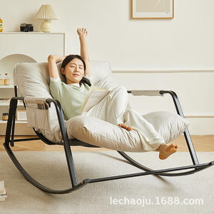 Fauteuil <span class=keywords><strong>à</strong></span> <span class=keywords><strong>bascule</strong></span> moderne pour chambre <span class=keywords><strong>à</strong></span> coucher, <span class=keywords><strong>double</strong></span> fauteuil <span class=keywords><strong>à</strong></span> <span class=keywords><strong>bascule</strong></span> avec accoudoirs, chaise longue de jardin respirante avec poches latérales, fauteuil paresseux - Product Image 5