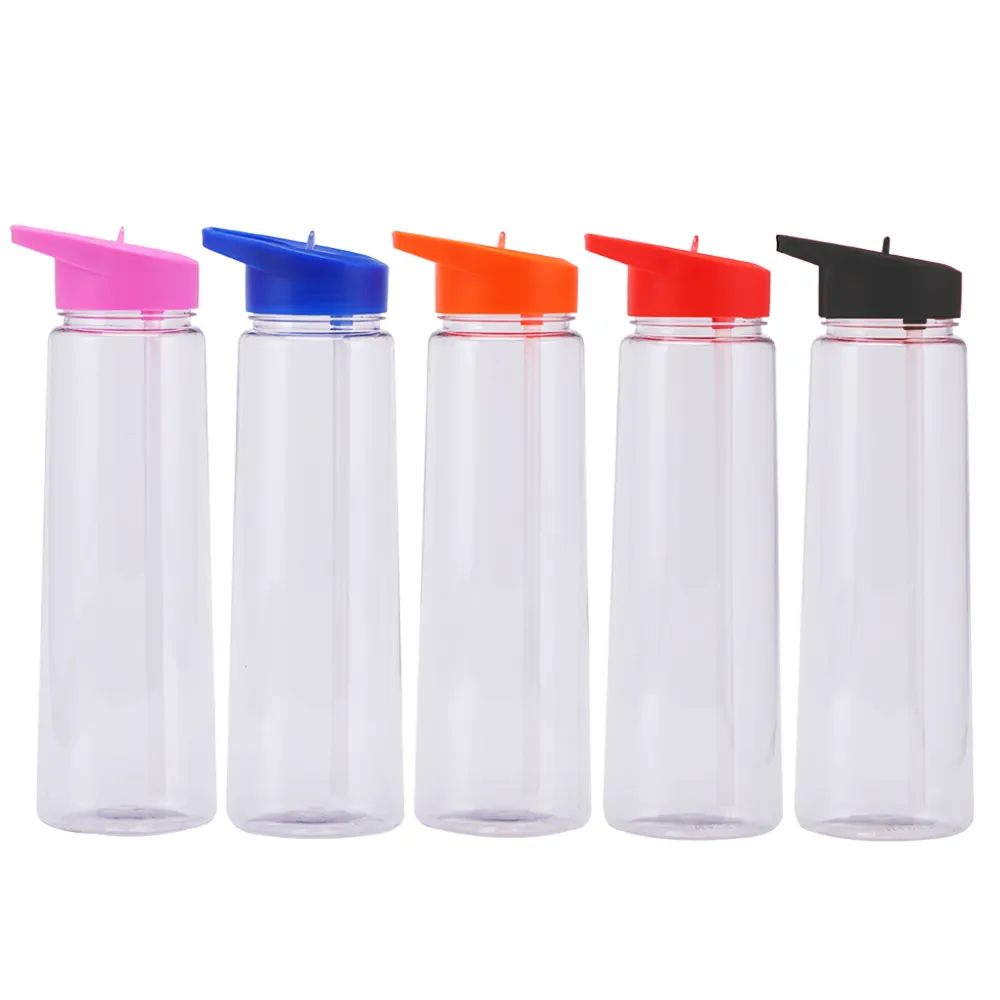 Garrafa plástica transparente sem bpa, garrafa plástica de 24oz com bpa para esportes fitness