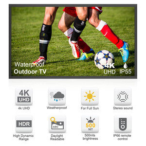 โทรทัศน์กลางแจ้งกันน้ำ 32-1 นิ้ว 4K ความสว่าง 700 นิต สมาร์ททีวีไร้สาย IP55 - Product Image 4