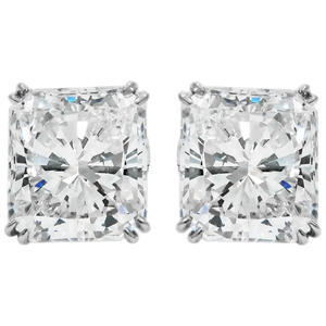 Champagne White Asscher Cut Diamond <b>Stud</b> <b>Earrings</b> For Women Classic Geometric Claw Setting <b>Fine</b> Jewelry - Product Image 5
