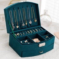 Boîte de rangement pour bijoux en velours rectangulaire pour femme, avec fermoir à boucle, cadeau pour la Saint-Valentin