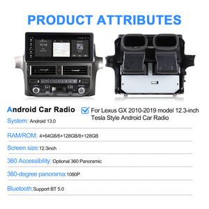 อัพเกรด Navihua สำหรับ Lexus GX ปี 2010-2019 ชุดหัวหน้าจอสัมผัส Carplay ขนาด 12 นิ้ว เครื่องเล่นวิทยุติดรถยนต์ สเตอริโอ มัลติมีเดีย ระบบนำทาง Android - Product Image 5
