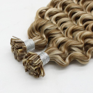 Extensioni di capelli umani Ombre Deep Wave con punta piatta, Remy, con cheratina, a <span class=keywords><strong>U</strong></span>, a K, a V, a doppia punta, 24 pollici, ricci - Product Image 3