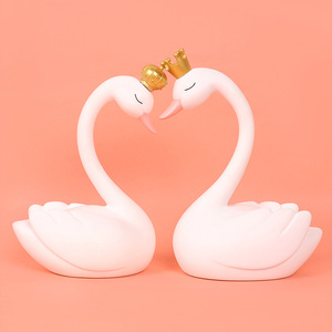 Swan Resin Ornament Medium Couple Kissing Valentine's Day Home Decor Gift - Product Image 4