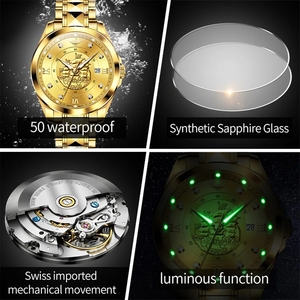 Montre homme OUPINKE 3302, luxe, haute qualité, mécanique, acier tungstène, étanche 50m, cadeau pour homme, montre porte-bonheur - Product Image 6