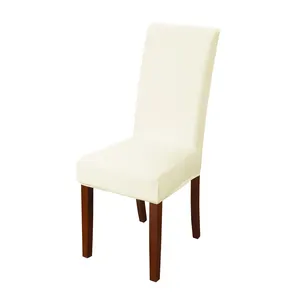 Ivory Stretch Dining Chair Slipcovers Spandex Short Chair Covers Solid Large Dining Room Chair Protector Home Decor