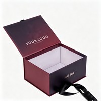 Boîte cadeau rigide magnétique pliable personnalisée, emballage en carton de luxe pour chapeaux, perruques, produits de mode avec logo, fermeture à ruban