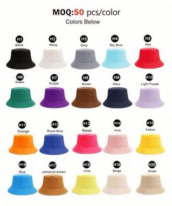 Custom Logo <b>Sun</b> Summer Beach Adult Cotton Plain Black <b>Man</b> Woman Flat Brim Fisherman Bucket <b>Hat</b> Multiple Colors - Product Image 6